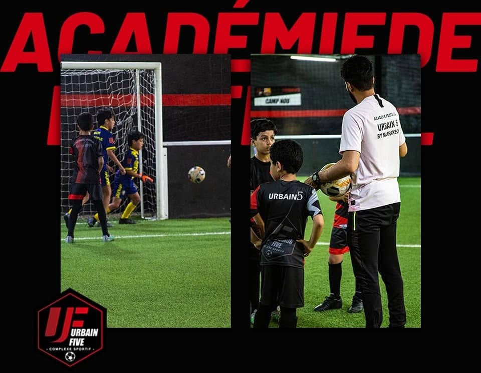 Enfants à l'entraînement de football à l'Academy Urbain Five